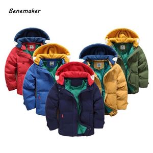 BeneMaker Winter Macacão para crianças jaquetas para menina menino quente parkas roupas grossas casacos com capuz bebê crianças windbreaker jh049 lj201017