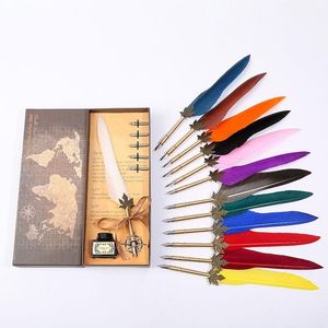 Wholesale smooth fountain pen resale online - Fountain Pens European Style Feather Pen Set Office Stationery Student Teacher Writing Supplies High Quality Tip Smooth Writing1