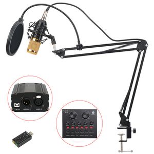 BM 800 Professionell kondensatormikrofon för dator Audio Studio Vocal RRecording Mic Phantom Power Pop Filter Ljudkort