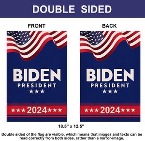 미국 대통령 Biden 2024 정원 깃발은 블록 아웃 직물 승화 30x45cm 100d 폴리 에스테르가있는 양면 3 층