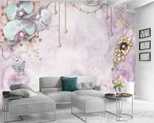 ラグジュアリーフラワー3D壁紙美しい蝶の花3D壁紙ロマンチックな花の装飾的なシルクリビング3D壁紙