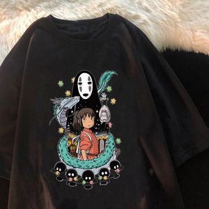 トトロスタジオジブリ原宿ハラジュックカワイイTシャツの女性Ullzang宮崎駿の面白い漫画Tシャツかわいいアニメのトップティー女性