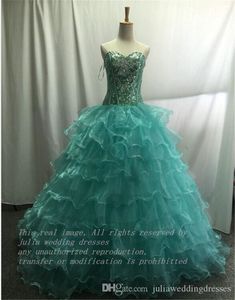 2021 Real Image Purple Stock Quinceanera Dresses Ball Gown Ruffles Beaded Crystals Floor Length Sweet 16 Dress For 15 Years Prom Gowns
