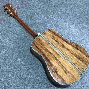 Özel Son 41-inç Koa Ahşap Klasik Halk Yuvarlak Vücut Gitar, Gerçek Abalone Kakma, Gülağacı Guard, D-Tipi Deluxe Gitar