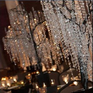 14mm Acrílico Frisado Decoração de Casamento Rodoviária Acessórios de Chumbo Cristal Occonagonal Grânulos Cortina Cadeia DIY Garland Pingente Decoração