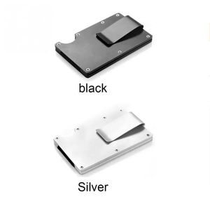 Metal Mini Money Clip Kreditkort ID Hållare med RFID Anti-Chief Wallet Män Brand Fashion Black White Retail Supplies 2022