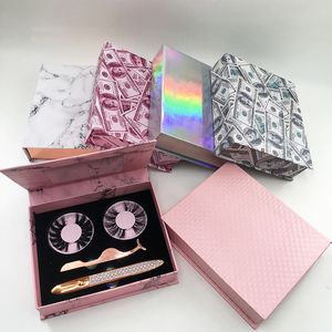 Özel paket kutusu ayna sihirli eyeliner kitap lash aplikatörleri ile doğal 25mm dramatik lashes sıvı göz kalemi özel ambalaj
