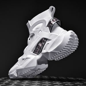 Höga strumpor Skor Chunky Sneakers Män Vit Trend Street Light Sport Löparskor Stor storlek 45 46 Support Drop-shipping