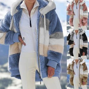 ランニングジャケット5xLプラスサイズの女性の冬のコート特大ファッションカジュアルステッチチェック柄服フード付きジッパーレディースラムヘア韓国