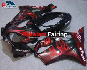 FAIRING FÖR HONDA CBR600 F4I COWLINGS SET 2004 2005 2006 2007 CBR 600 CBR4i 600F4I röd flamma svart motorcykel kit (formsprutning)