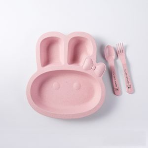 Novos pratos fofos de coelho para pratos de alimentação de bebês Palha de trigo pratos infantis 3 pçs/conjunto