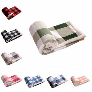 Plaid Blankets Kids Lattice Sherpa Swaddling Double Lambs Wool Flannel Blanket Winter Couch TV Fuzzy Snuggle Bedding Home Textiles B7686