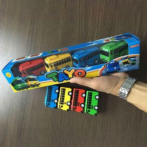 Spaß 4 teile/satz Tayo der Kleine Bus Mini Kunststoff Zurückziehen Blau Tayo Rot Gani Gelb Lani Grün Rogi Bus Auto Modell für kinder Geschenk LJ200930