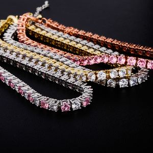 Luxury Bling Zircon Anklets Street Fashion Women 18K Gold Rhodium Plated Tennis Chain Hip Hop Anklets