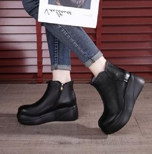 women boots winter soft sole Thick bottom booties black brown comfortable womens short boot genuine leather shoes size 35-40 05