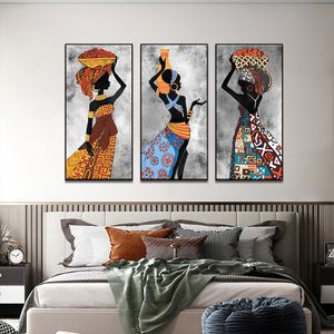 African Etnicos Tribal Art Paintings Svarta kvinnor Dans Affisch Canvastryck Måla Abstrakt konst Bild för hem Väggdekoration