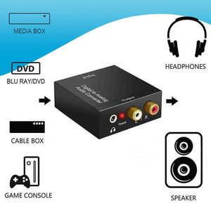 Portable 3.5mm Jack cable Coaxial Optical Fiber Digital to Analog Audio AUX RCA L R Converter SPDIF Decoder Amplifier