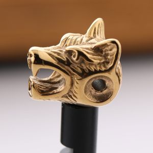 Men DIY Jewelry Making Metal Charms Gold Silver Black 12*14MM Loose Stainless Steel Wolf Head Beads