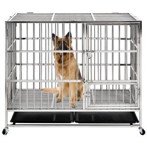 Wholesale US Stock Stainless Steel Dog Crate Cage Kennel Easy Folding Pre-assembly No Screw No Tool Needed Home Decor a29