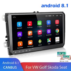 Android 8.1 2 DINカーラジオマルチメディアプレーヤーGPSステレオフォルクスワーゲンSkodaシートOctavia Golf 5 6 Touran Passat B6 Polo