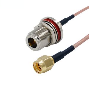 Wholesale female to male coax cable for sale - Group buy RF Adapter N Female Bulkhead To SMA Male Plug conncetor RG316 Pigtail Cable RF Coaxial Cables Jumper Cable