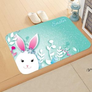 Happy Easter Carpets Doormat Bunny Egg Pattern Floor Mat Anti-Slip Washable Bathroom Rugs RRF13588