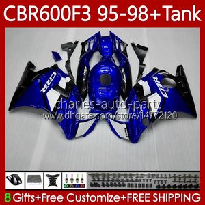 Kropp + Tank för Honda CBR 600F3 600 F3 CC 600FS 97 98 95 96 Bodywork 64No.8 CBR600 FS CBR600F3 CBR600FS 1997 1998 1995 1996 CBR600-F3 600CC 95-98 Fairings Kit Factory Blue