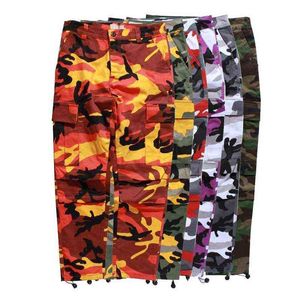 ICPANS Cargo Spodnie Mężczyźni Joggers Pełna długość Bawełniane Kieszenie Pant Casual Orange Red Fioletowy Różowy Camo Spodnie Męskie Spodnie Streetwear H1223