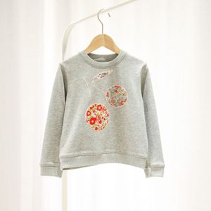 2020 Baby Sweatshirt Blumenmuster O-Ausschnitt graue Farbe Baumwolle Kinder Tops Langarm Baby Tops LJ201012