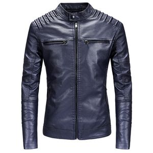 Ny Bomber Leather Jacket Män Casual Motorcykel Läderjacka PU Ytterkläder Man Mode Slim Fit Jacka Hög kvalitet