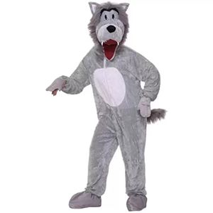2022 Lupo grigio Peluche Fursuit Costumi della mascotte Halloween Fancy Party Dress Personaggio dei cartoni animati Carnevale Natale Pasqua Pubblicità Festa di compleanno Costume Outfit