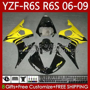 ヤマハYZF R6 S 600 CC YZF600 YZF-R6S 2006 2007 2008 2009 Body 96No.163 YZF-600 600CC YZFR6S 06-09 YZF R6S 06 07 08 08 09黄色の炎OEMボディワークキットキットキットキット