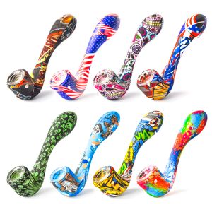 Skull silicone smoking Pipes glass pipe for smoking pipes Color Ultimate Tool Tobacco Pipes Oil Herb Hidden Bowl DHL Free