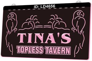 LD4656 Tinas Topless Tavern Bar 3D Engraving LED Light Sign Wholesale Retail