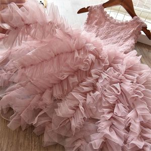 Tjejens klänningar Tutu Fluffy Kid Girls Kläder Party Princess Födelsedag Barn 6 år Kläder Liten Tjej Frocks Baby Dress Vestidos1