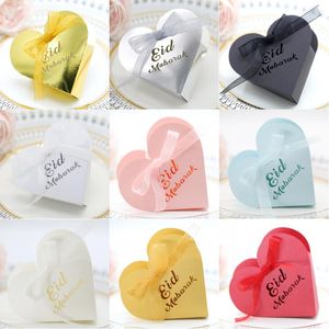 Eid Mubarak Heart Candy Boxes DIY Paper Gift Box Muslim Wedding Ramadan Festival Party Candy Containers