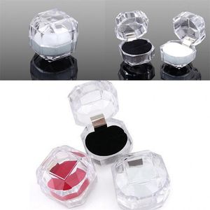 Fashion Acrylic Jewelry Packing Box Womens Ornaments Case Ring Earring Stud Storage Jewels Gift Container