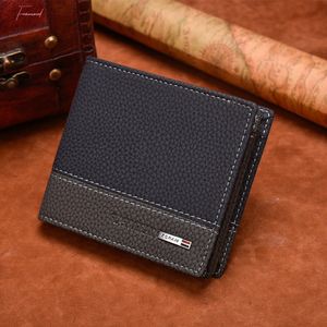 2021 Men Wallet Slim PU Couro Curto Listras Bolsa Moeda Bolso Cartão Titular Masculino Vallet Marca de Alta Qualidade Carteiras Portomonee