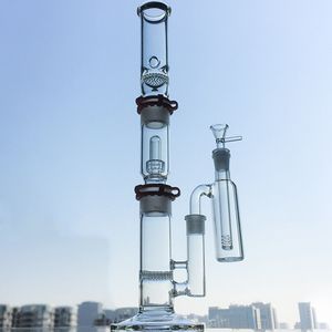 Glass Bong 3 Chambers Водные трубы Комбинированные диски построить бонг трубы бонги стеклянные нефтяные могилы DAB оснастки купол душа с ясенью ловца прямой трубку WP522