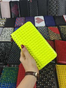 Men Women wallets Panelled Spiked Clutch bags Patent Leather Rivets Party Clutches Lady Long wallet girls boys single zipper bag