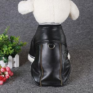 PU Pet Cashmere Warm Leather Coat Jacket Clothes for Dogs Puppy Fashion Costume with Traction Rope Buckle1310e