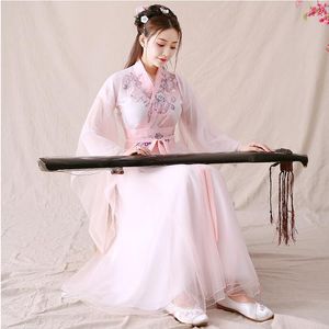 Hanfu Frauen TV Film Bühne tragen traditionelle Kleidung bestickt Kleid Fee elegante lange Kleid Volkstanz Kostüm