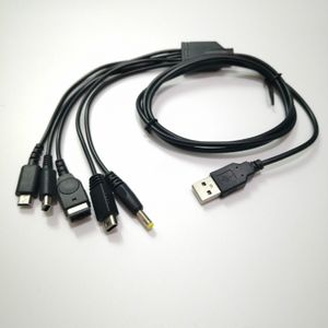 1,2m 5 em 1 carregador USB Cabos de carregamento de energia Cordas para Nintendo NDSL / NDS NDSI XL 3DS / PSP / Wii U GBA SP