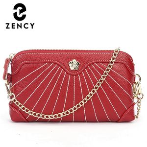 Zency Genuine Leather Handbag Small Casual Women Crossbody Bag Chain Shoulder Straps Fashionable Luxury Ladies Shoulder Bags