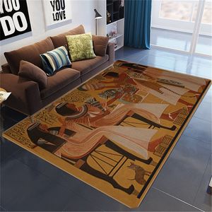 Egyptian Culture Big Carpets For Living Room Vintage Nordic Ethnic Style Floor Non-slip Washable Rugs Bedroom Beside Mat 201212