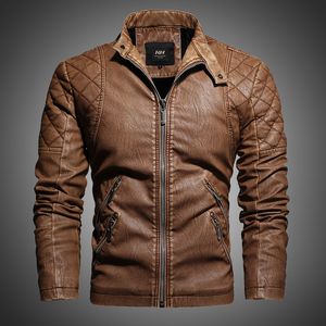 Casaco de couro masculino casaco de inverno rua moda casual desgaste plissado drsigned zíper jaqueta jaqueta de motocicleta para homens pele alinhada 201120