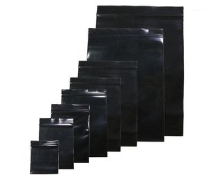Самоуплотняющиеся полиэтиленовые пакеты черного цвета, полиэтиленовые пакеты, сумки на молнии, черная упаковка для хранения, сумка 10x15 см 20x30 см1