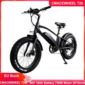 GRATUITO IVA UE Stock CMACACEWHEEL T20 48V 15AH BATERIA 750W Motor 20 * 4 polegadas de bicicleta elétrica de pneu largo