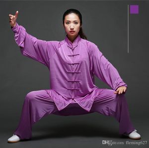 Unisex Pamuk Ipek Karışımı Kung Fu Tai Chi Wushu Shaolin Wudang Üniforma Exersise Giyim Bruce Lee Jackie Chan Jet Li Dövüş Kıyafet