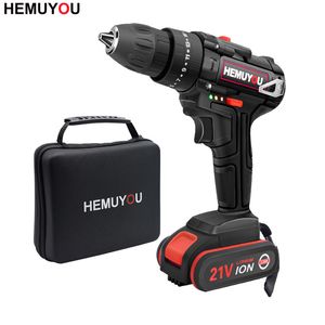 21V Impact Hammer Drill Household Rechargeable Mini Drill mijia cordless screwdriver Power Tool + 3/8 inch 2 speed T200602